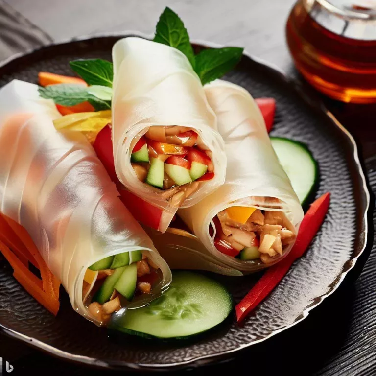 Rollitos de pollo con salsa de miel y jengibre