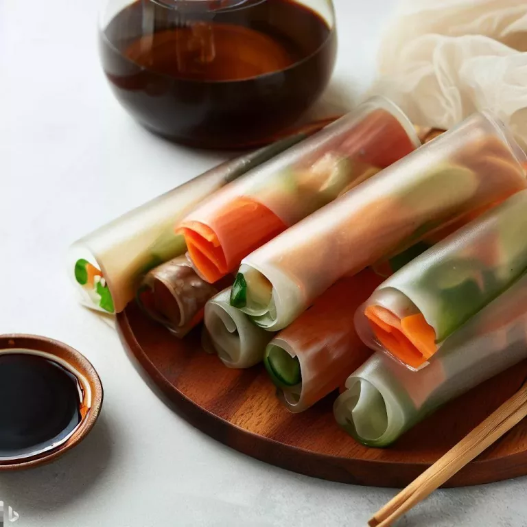 Rollitos de verduras al vapor con salsa de soja