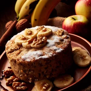 Bizcocho de plátano y manzana
