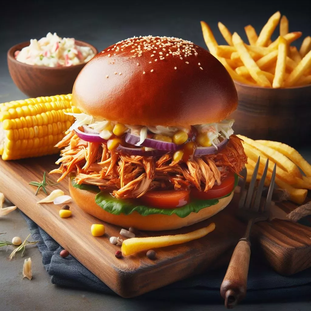 Hamburguesas Pulled Chicken estilo BBQ