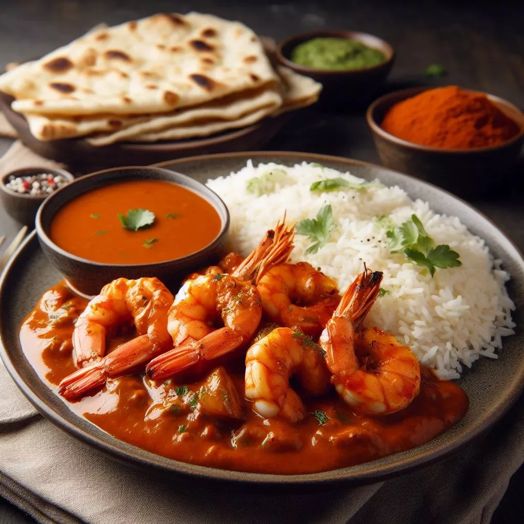 Receta Langostinos Tikka Masala en Thermomix con arroz basmati y salsa cremosa