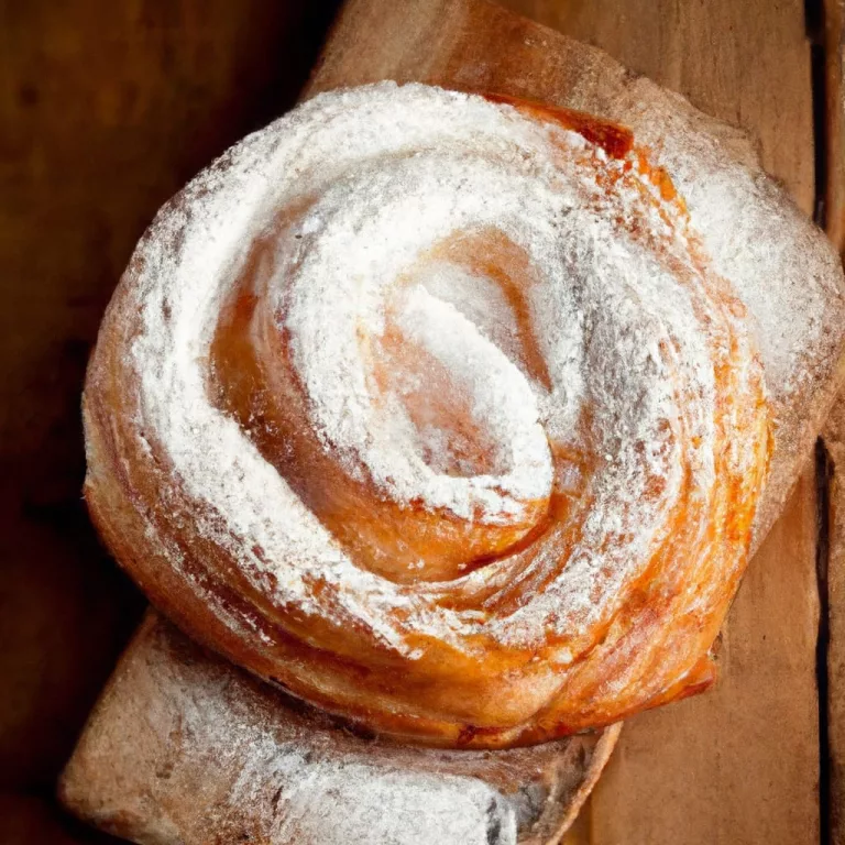 Ensaimada Mallorquina tradicional: un dulce hojaldrado en forma de espiral, espolvoreado con azúcar glas, servido sobre una mesa rústica.